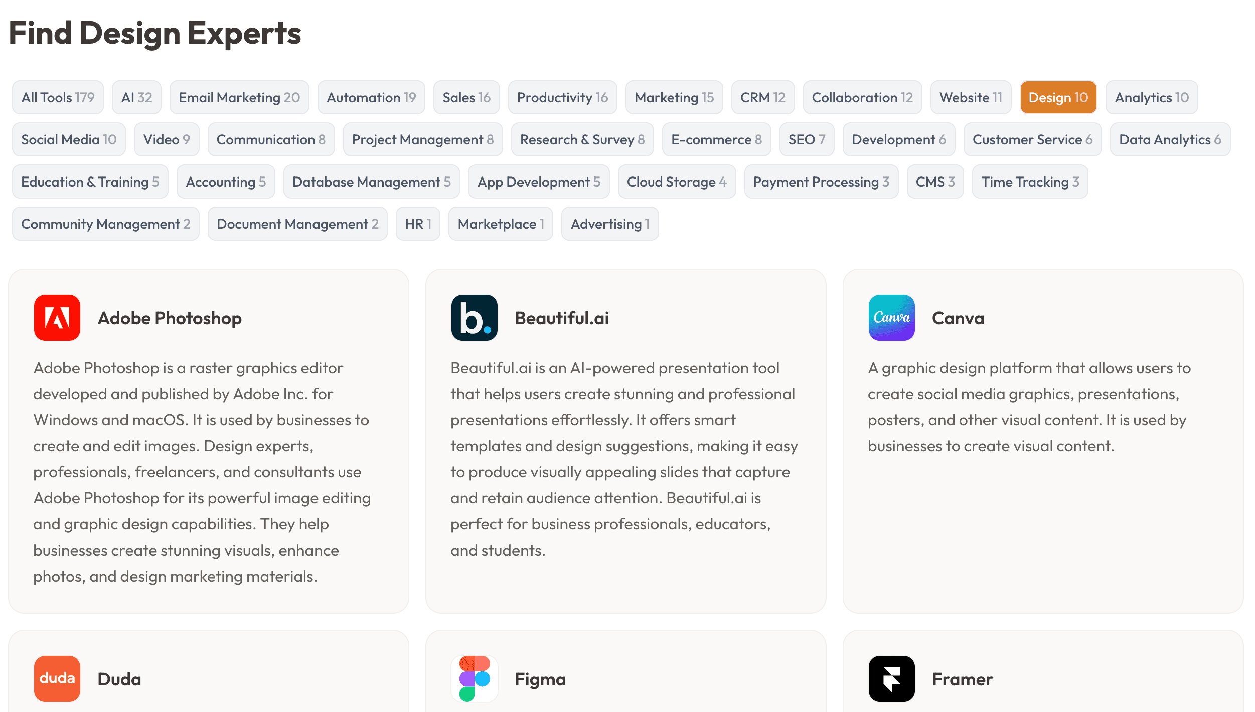 The tools index: a searchable directory of tool landing pages